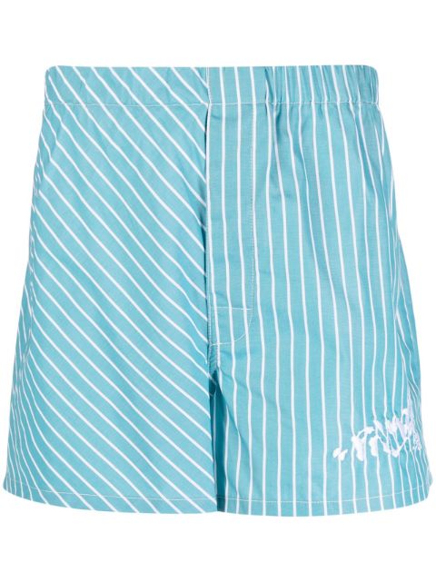 Palmer logo-print striped cotton shorts