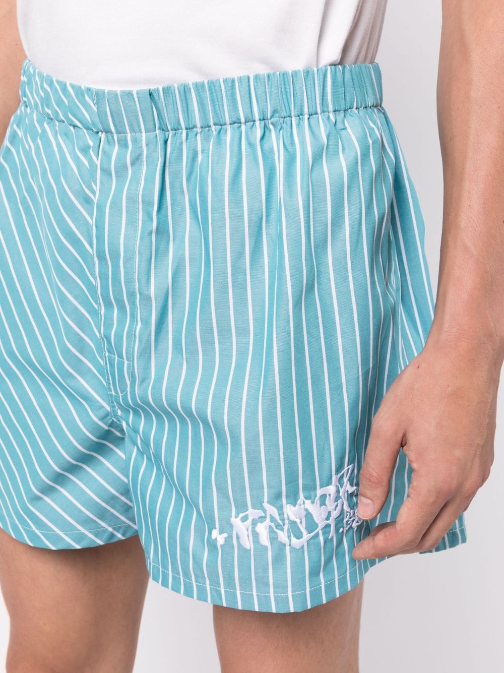 Shop Palmer Logo-print Striped Cotton Shorts In Blue