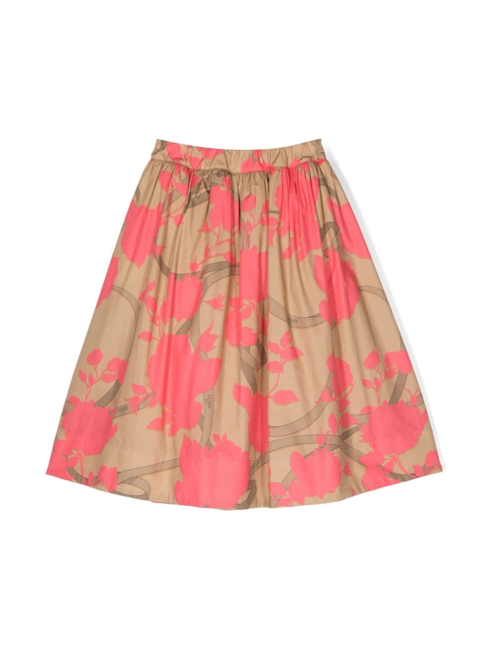 Shop Fendi Floral-print Cotton Skirt In Pink