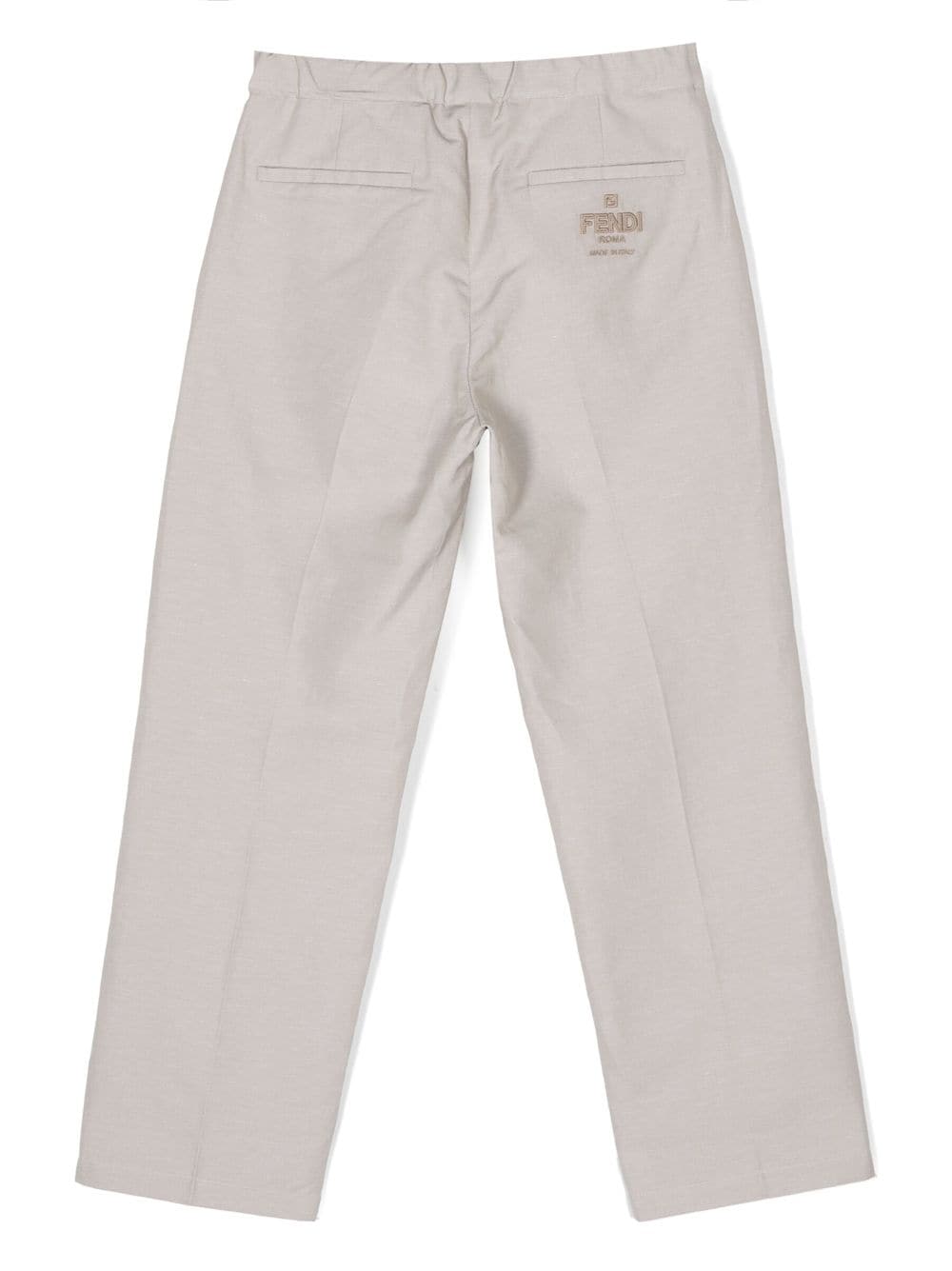 Shop Fendi Logo-embroidered Straight-leg Trousers In Neutrals