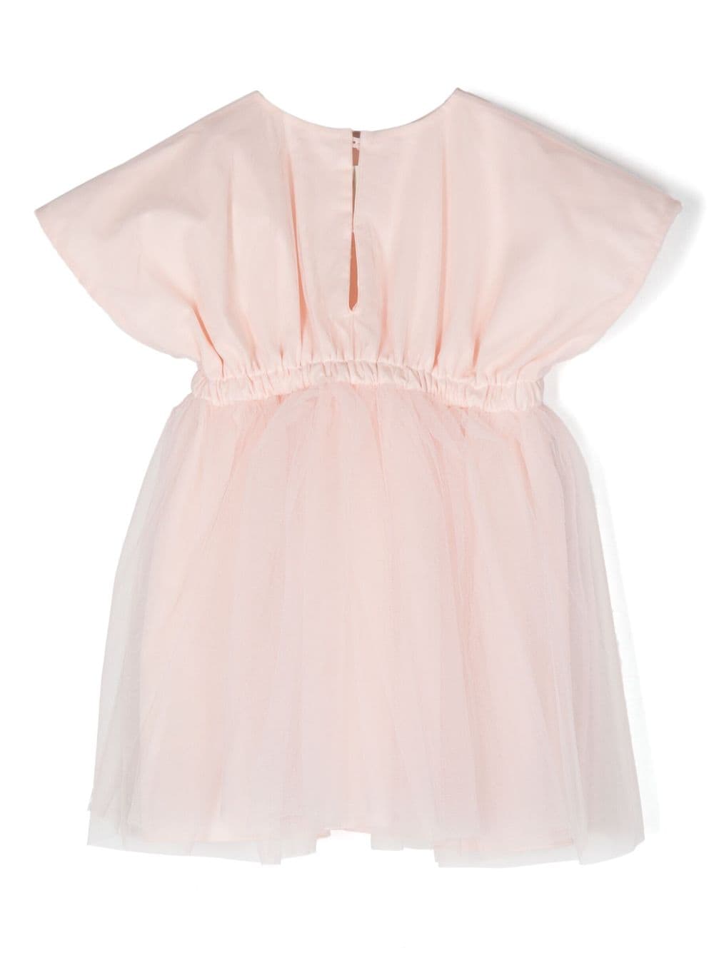 Shop Fendi Embroidered-logo Bow-detailing Dress In Pink