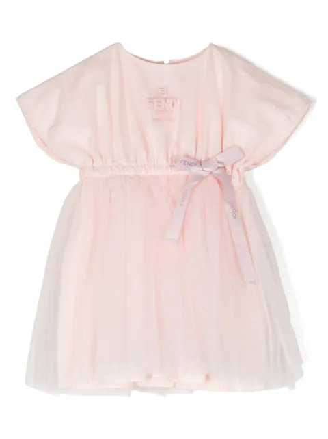 Fendi Kids embroidered-logo bow-detailing dress