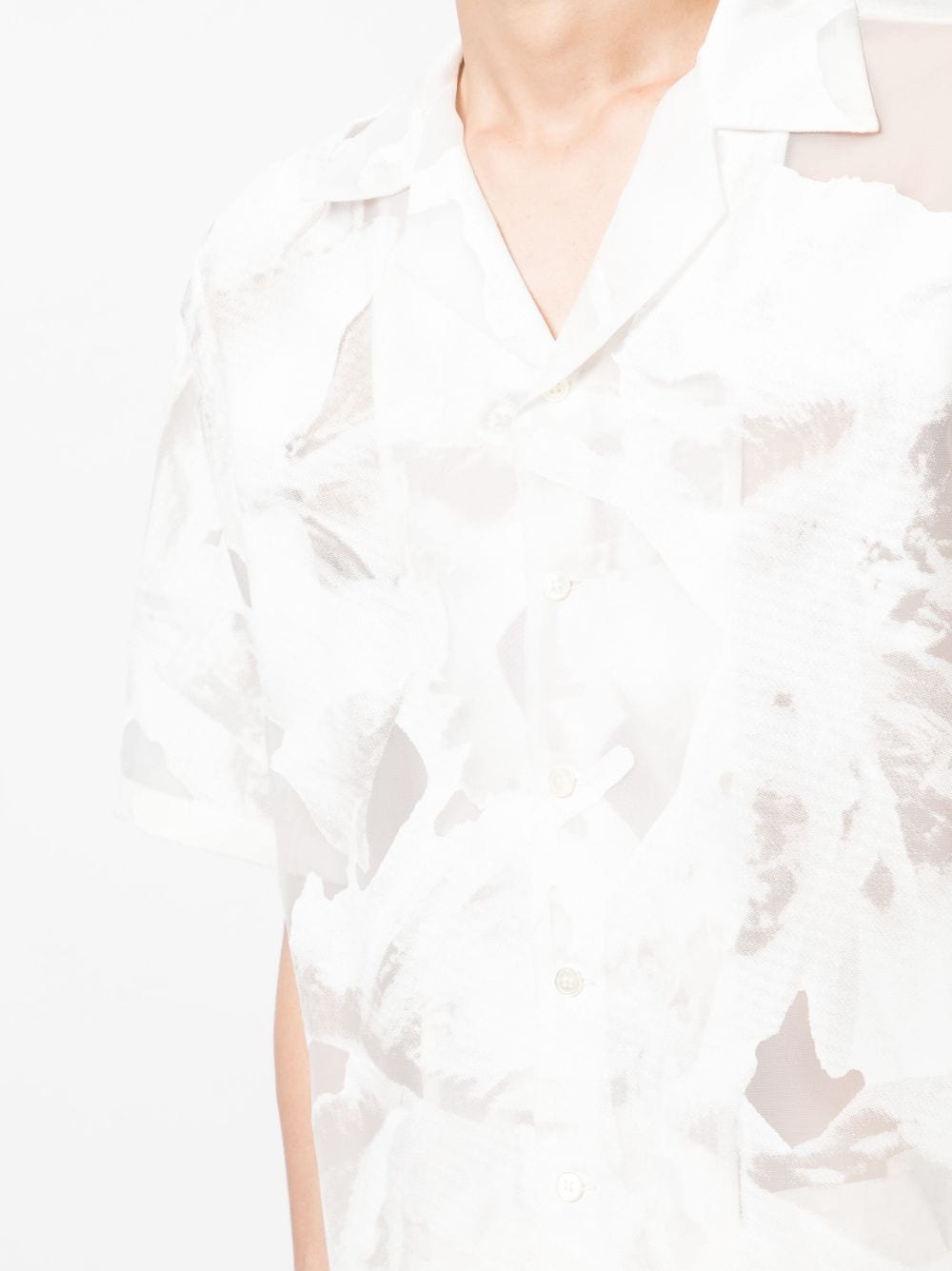 Shop Taakk Devoré-effect Semi-sheer Shirt In White
