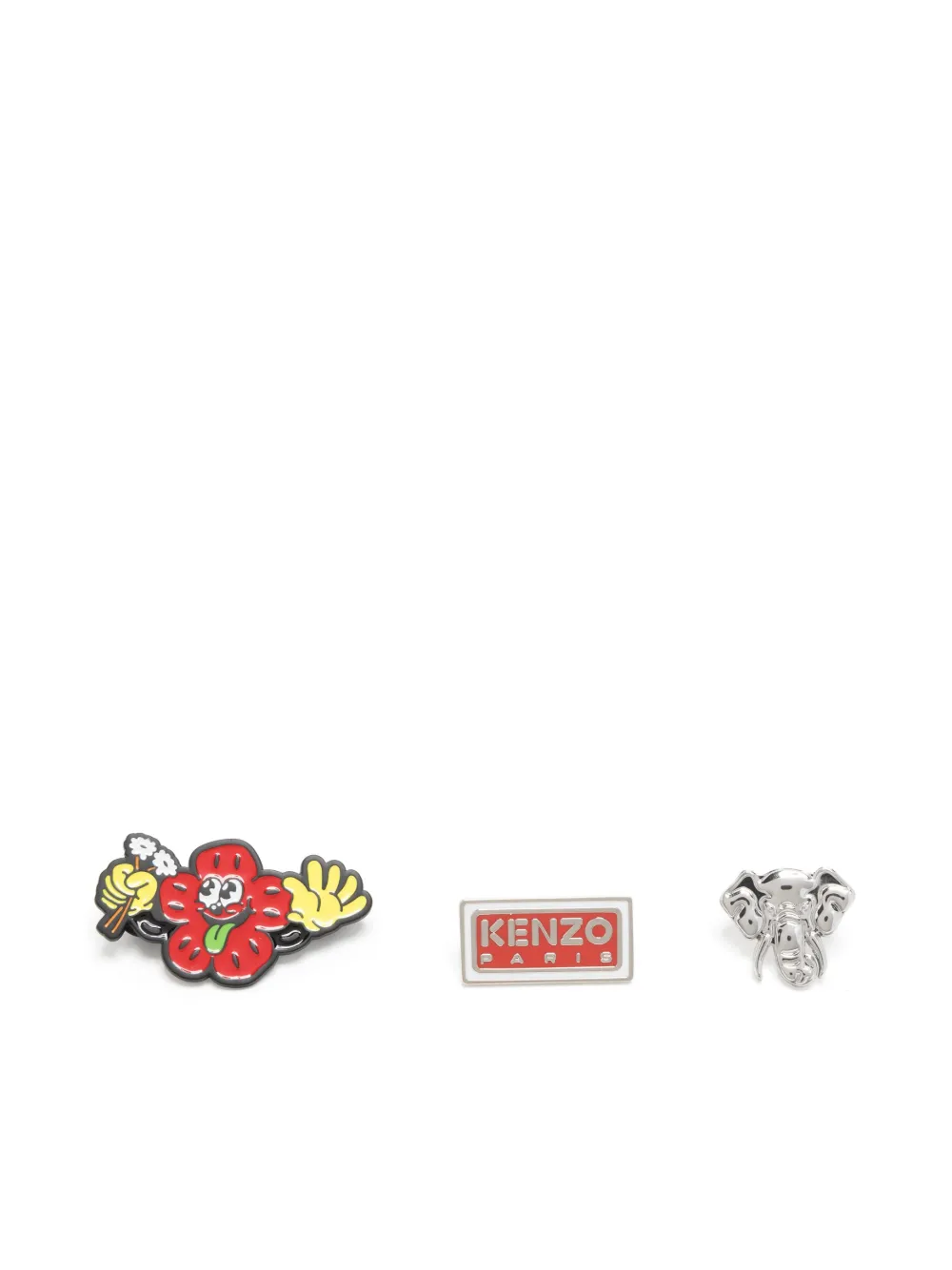 希少 本物 極美品 KENZO Set Of Three Icon Pins Kenzo Set Of Three Silver-tone And Enamel Pins | ModeSens