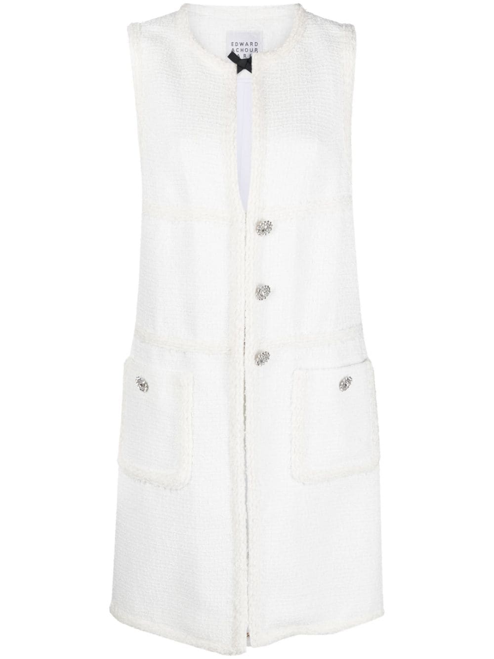 Shop Edward Achour Paris Button-fastening Tweed Vest-dress In White