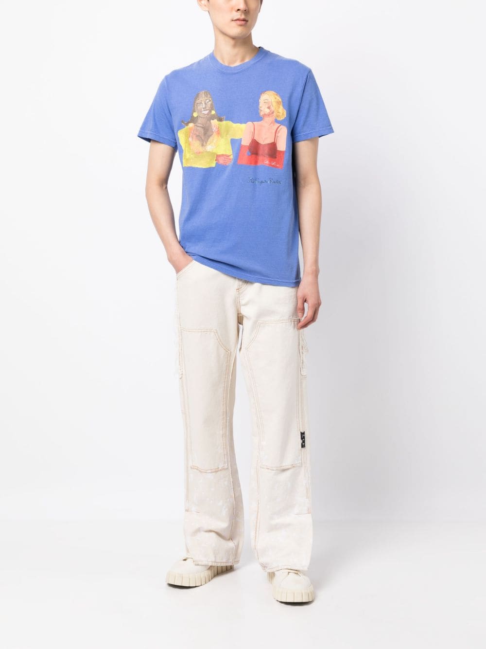 Shop Kidsuper Reunion Illustration-print Cotton T-shirt In Blue