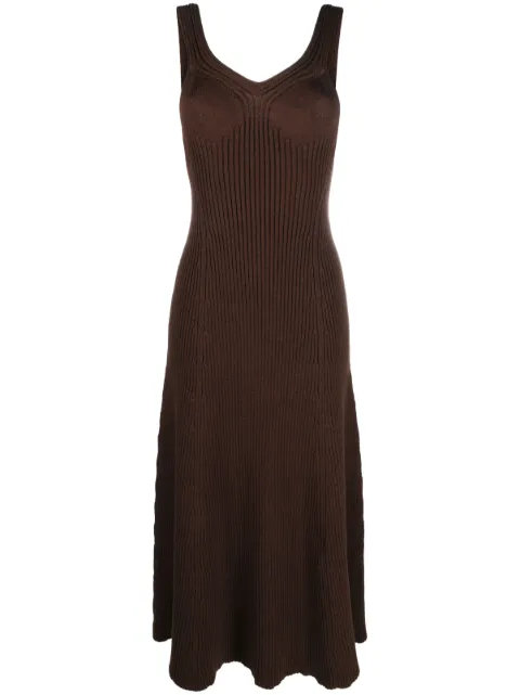 Jil Sander vestido midi tejido de canalé