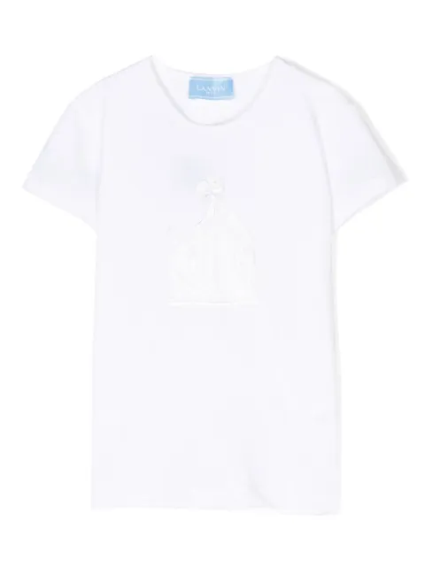Lanvin Enfant logo-embroidered sequinned T-shirt