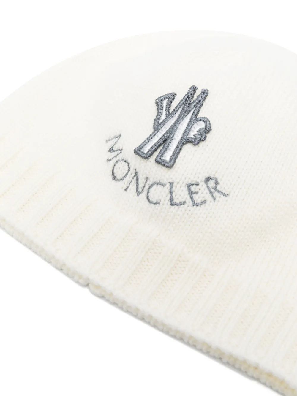 Moncler Enfant logo-embroidered wool hat - Wit