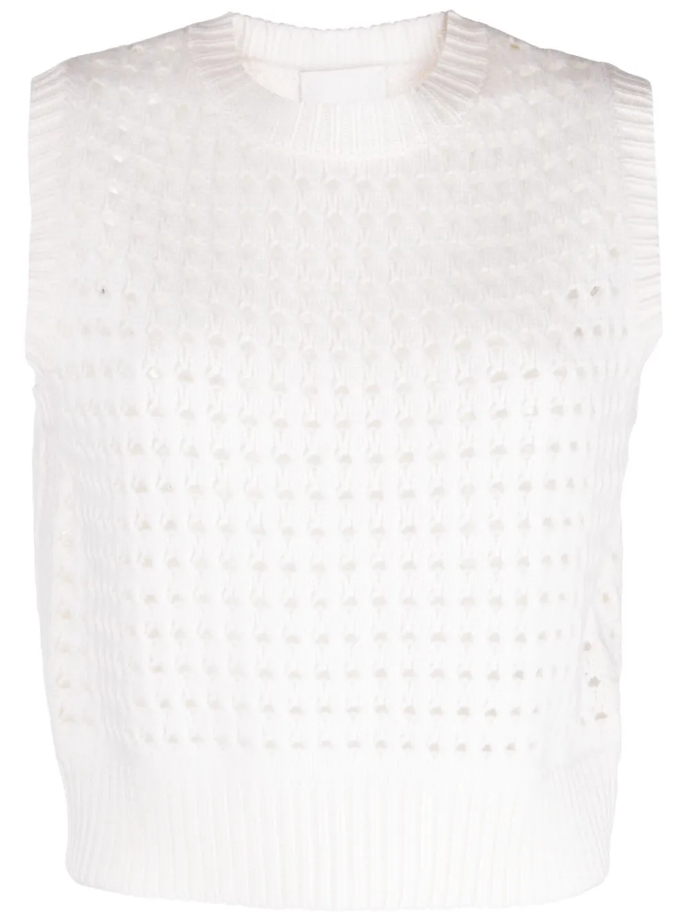 Allude knitted sleeveless round-neck vest