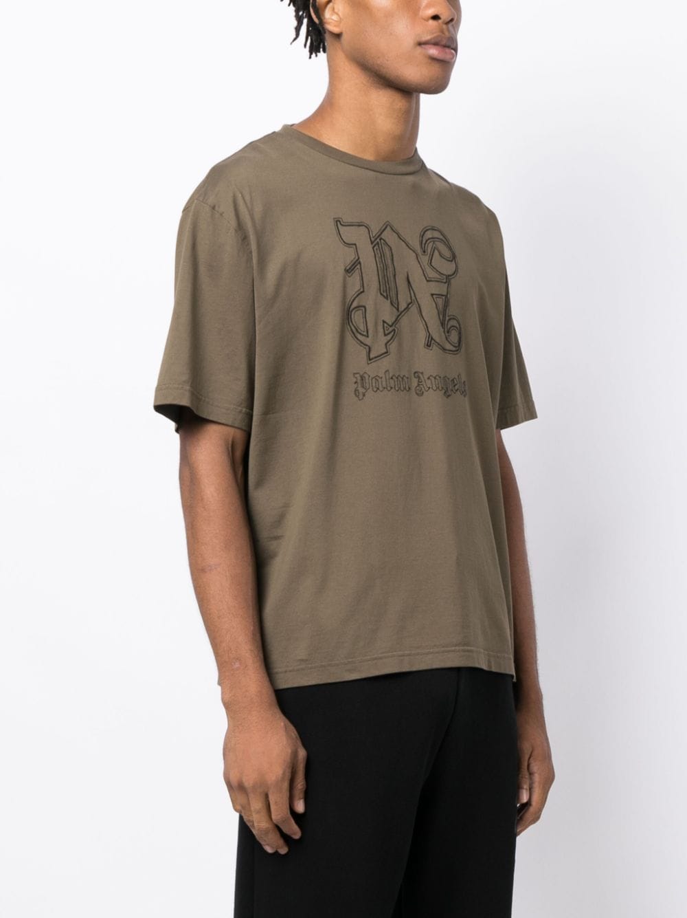 Shop Palm Angels Pa Logo-print T-shirt In Brown Black