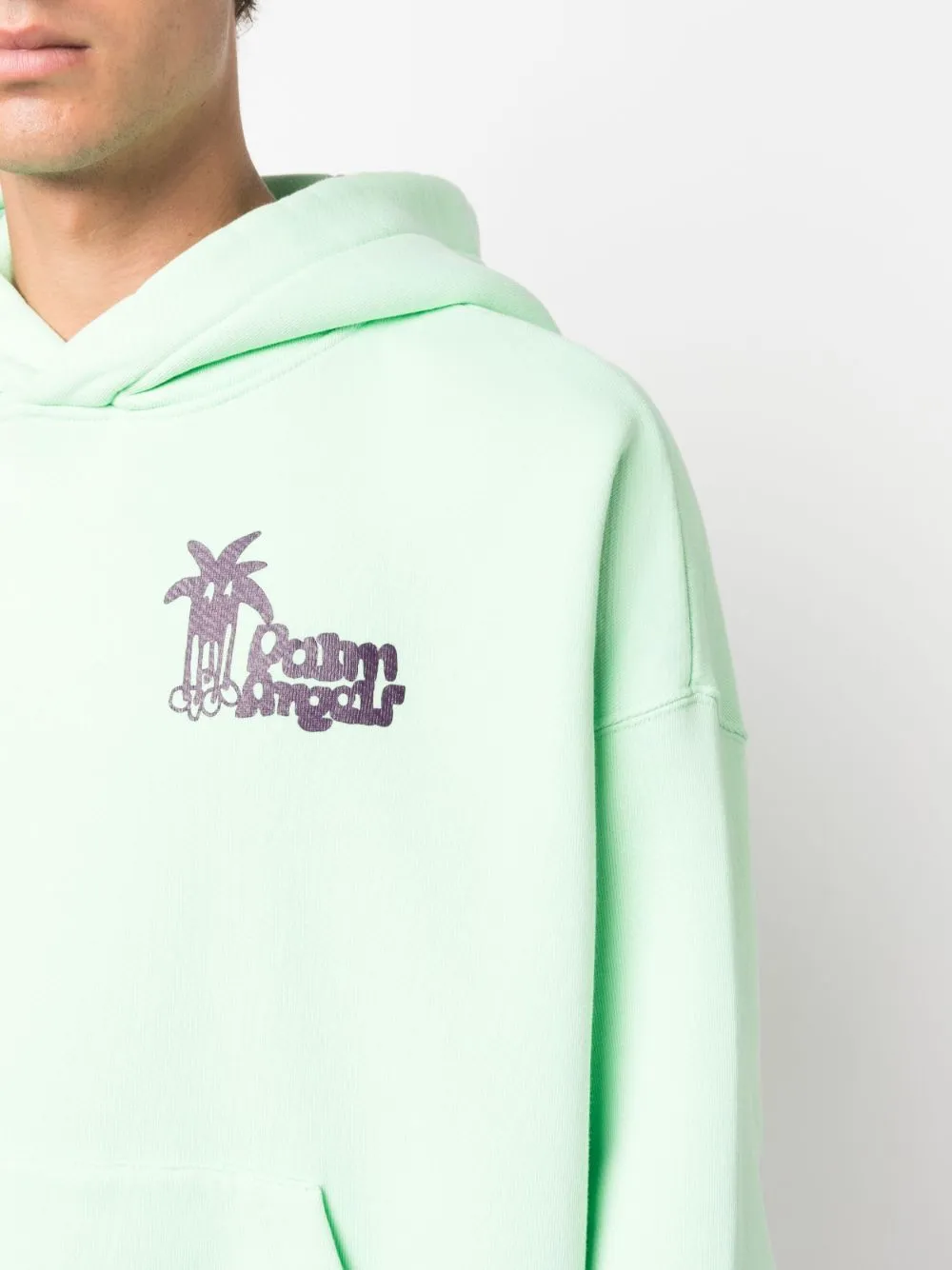Palm Angels Douby logo-print Cotton Hoodie | Green | FARFETCH