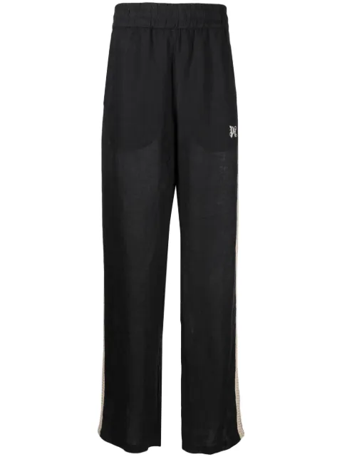 Palm Angels logo-embroidered linen trousers
