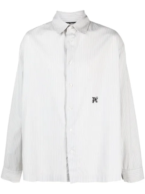 Palm Angels camisa con rayas estampadas y monograma bordado