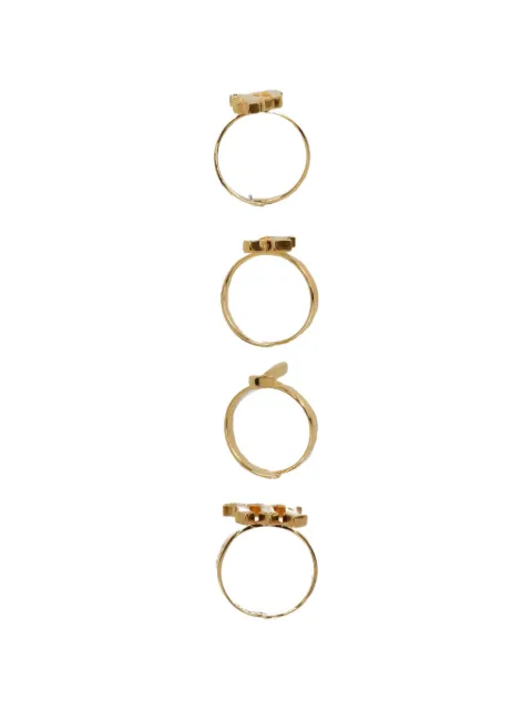 Palm Angels set de cuatro anillos en tono dorado
