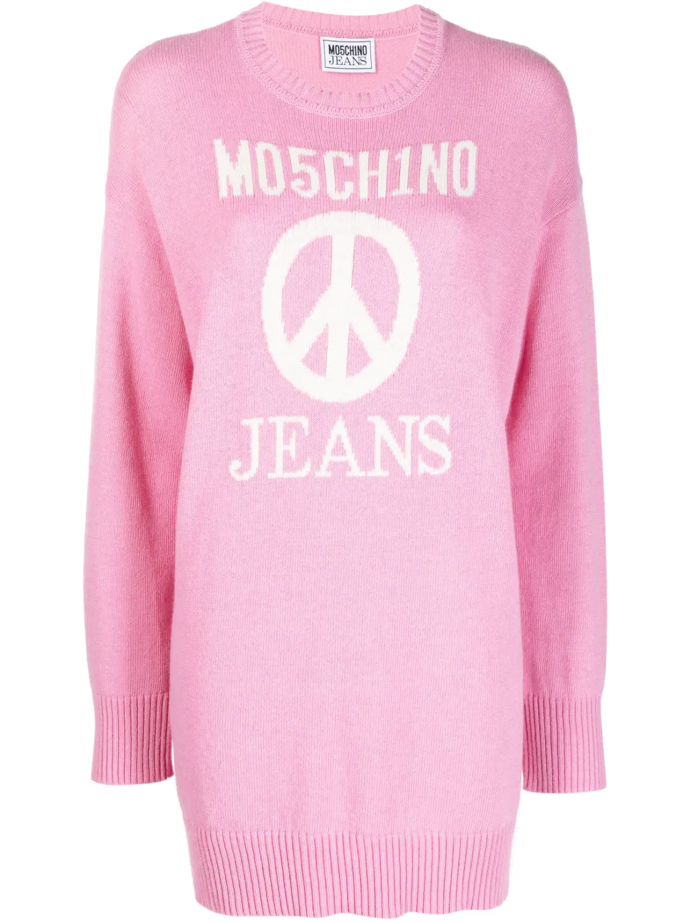 Moschino Logo Intarsia-knit Jumper In Pink