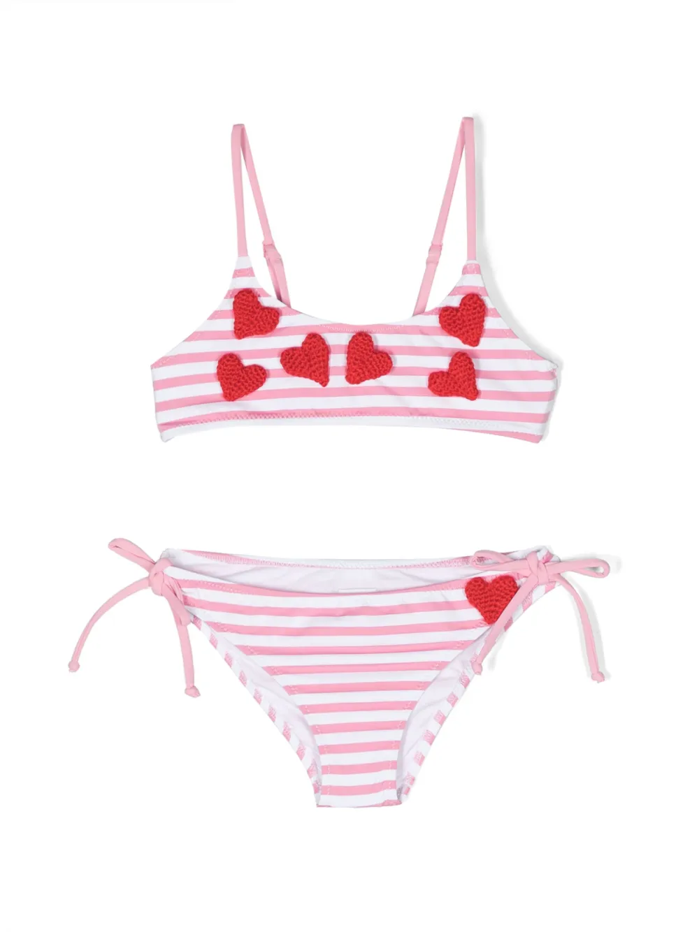 Mc2 Saint Barth Kids' Bralette Bikini In Heart Patch