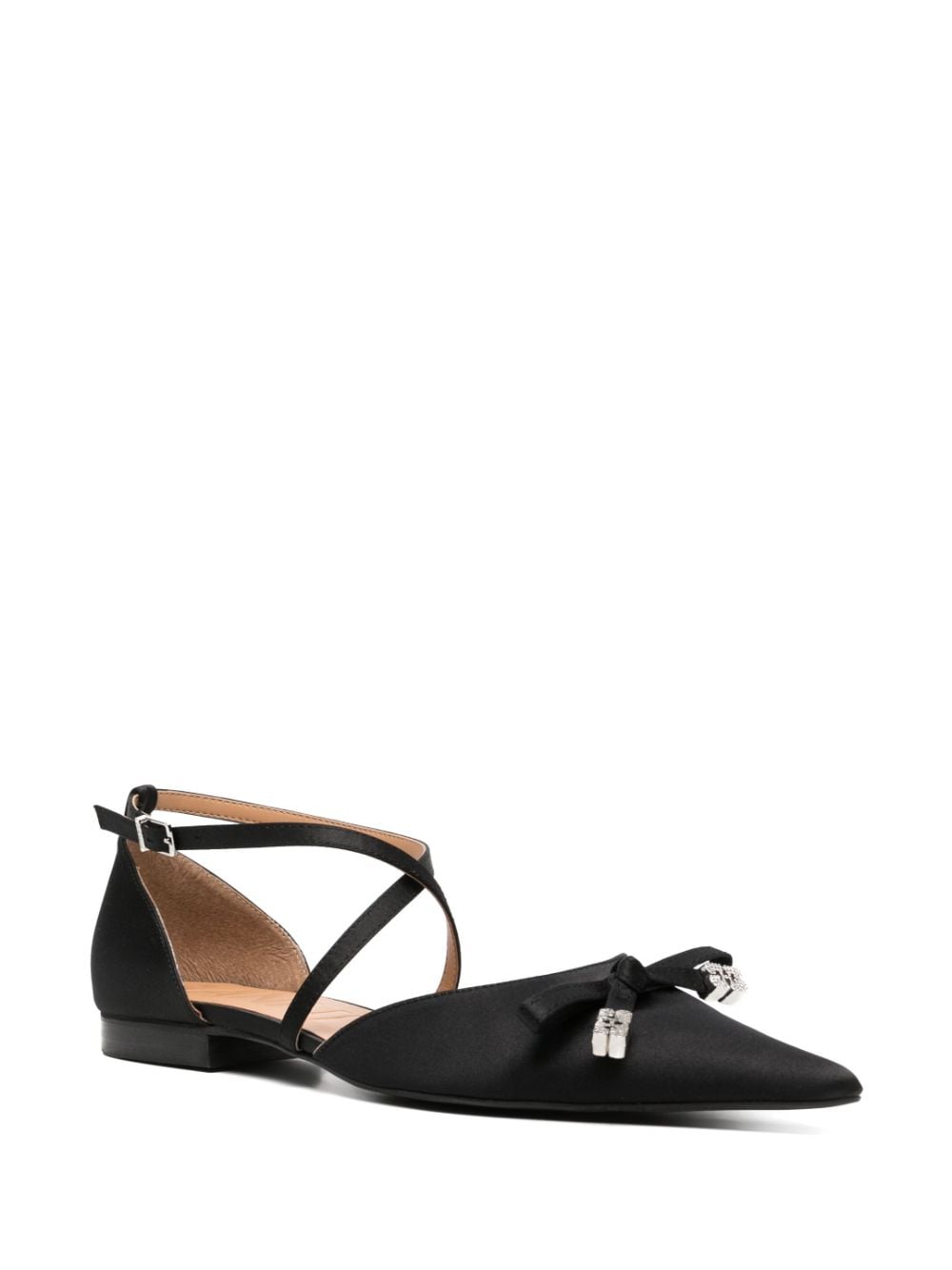 GANNI bow-detail pointed-toe Ballerina Shoes - Farfetch