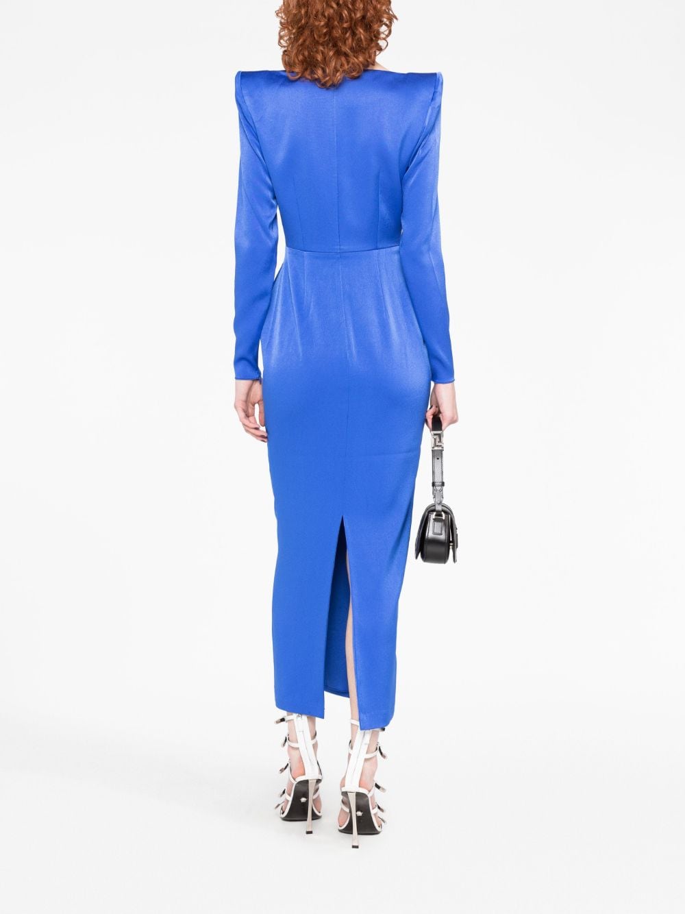 Shop Alex Perry Linden Satin Midi Dress In Blue