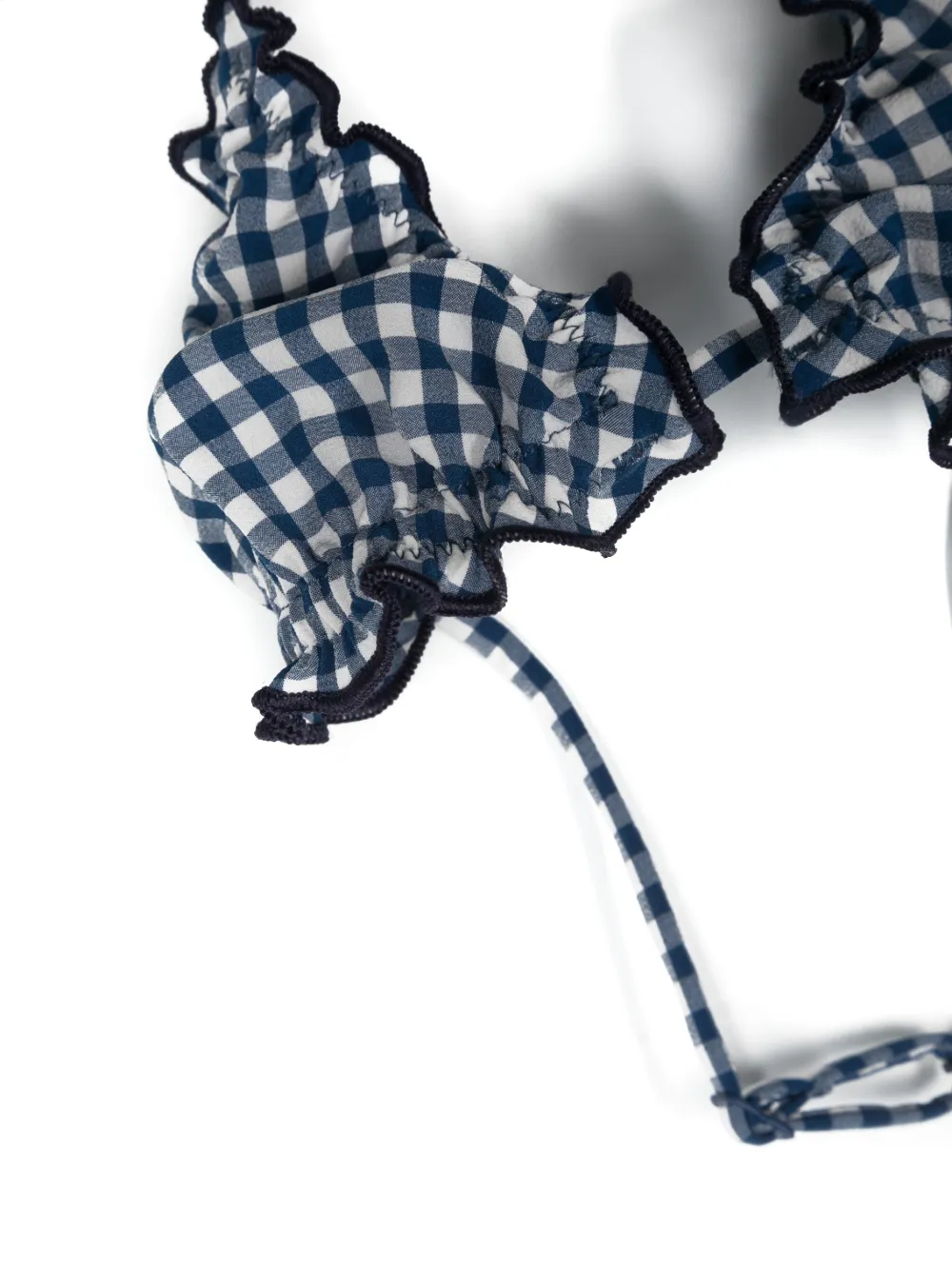 Mc2 Saint Barth Check-print Ruffle-detail Bikini In Blue