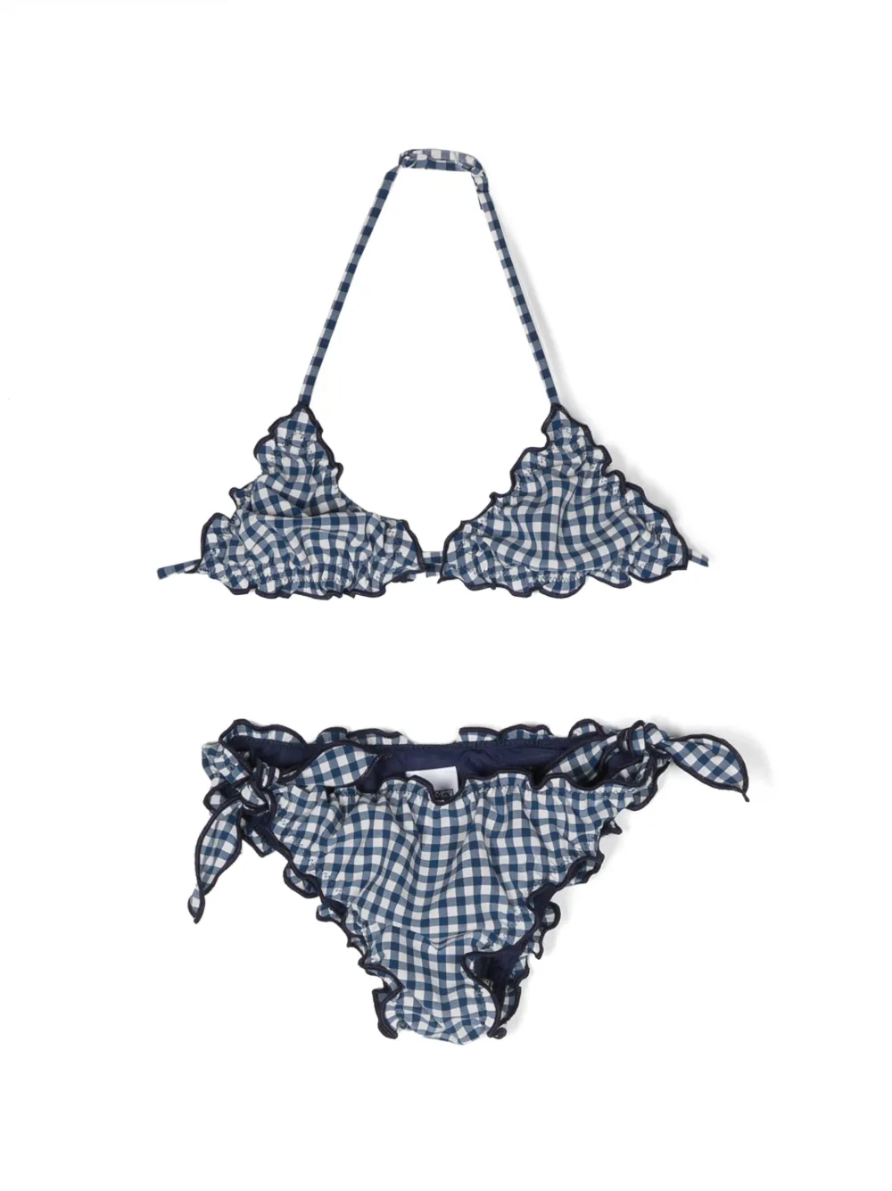 MC2 Saint Barth Kids プリント ラッフルディテール ビキニ - ブルー MC2 Saint Barth Kids プリント ラッフルディテール ビキニ - ブルー