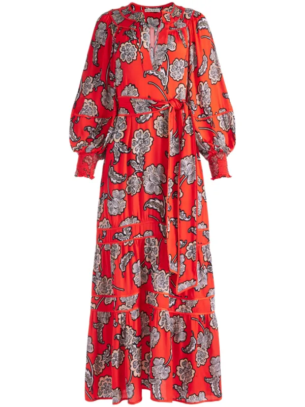 Alice Olivia Lyla floral print Midi Dress Red FARFETCH TR