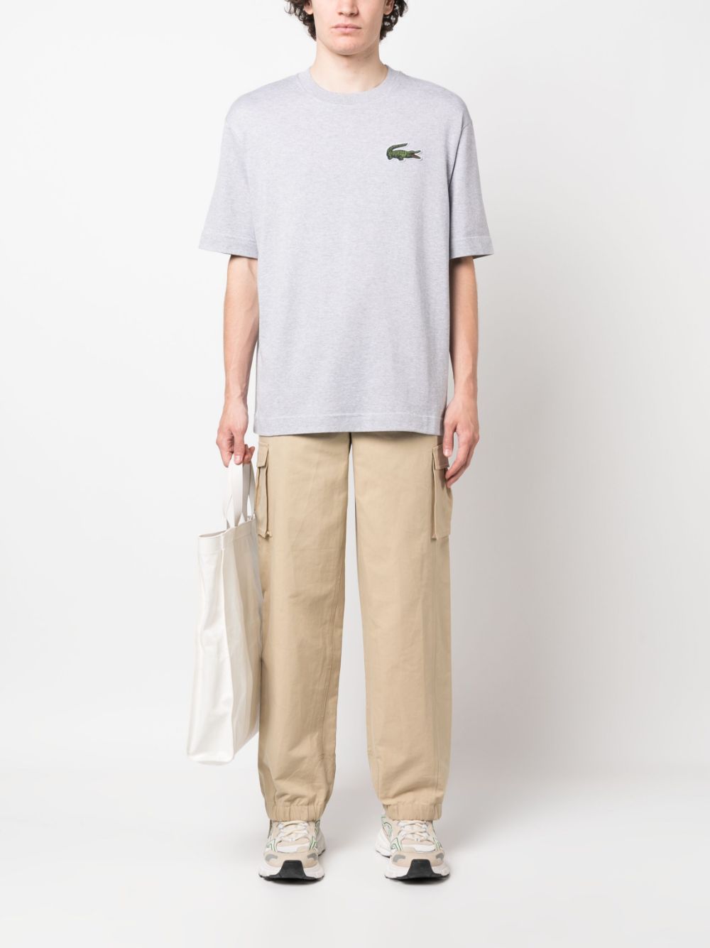 Lacoste logo-patch short-sleeve T-shirt - Grijs