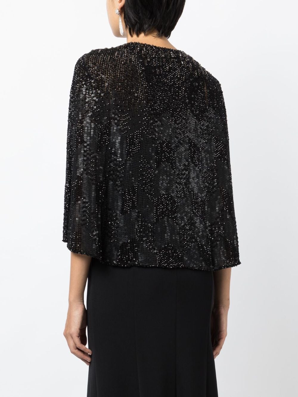 Shop Jenny Packham Mimis Sequin-embellished Cape In Black