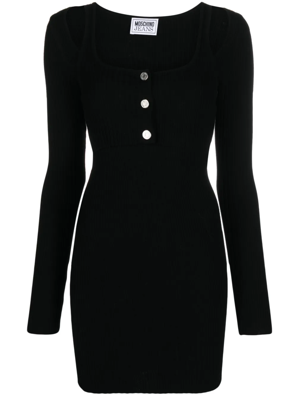 MOSCHINO JEANS long-sleeve ribbed-knit dress | Black | Image 1