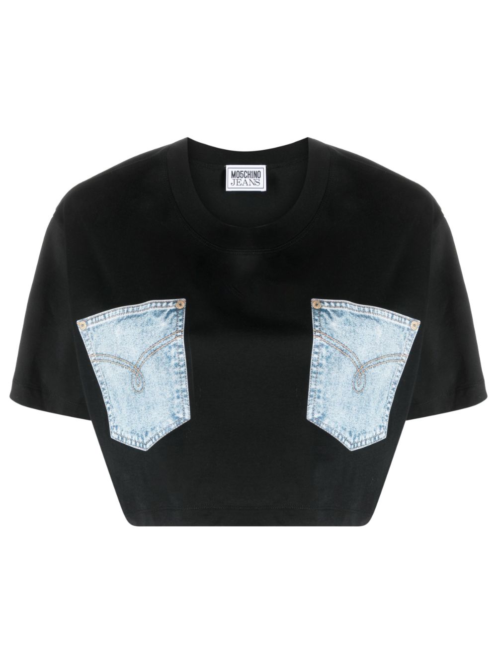 MOSCHINO JEANS logo-patch cotton T-shirt - Black