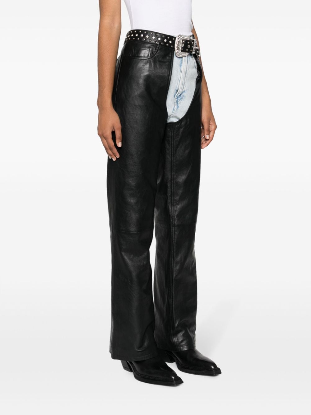 Moschino zip-detail Fitted Leather Trousers - Farfetch