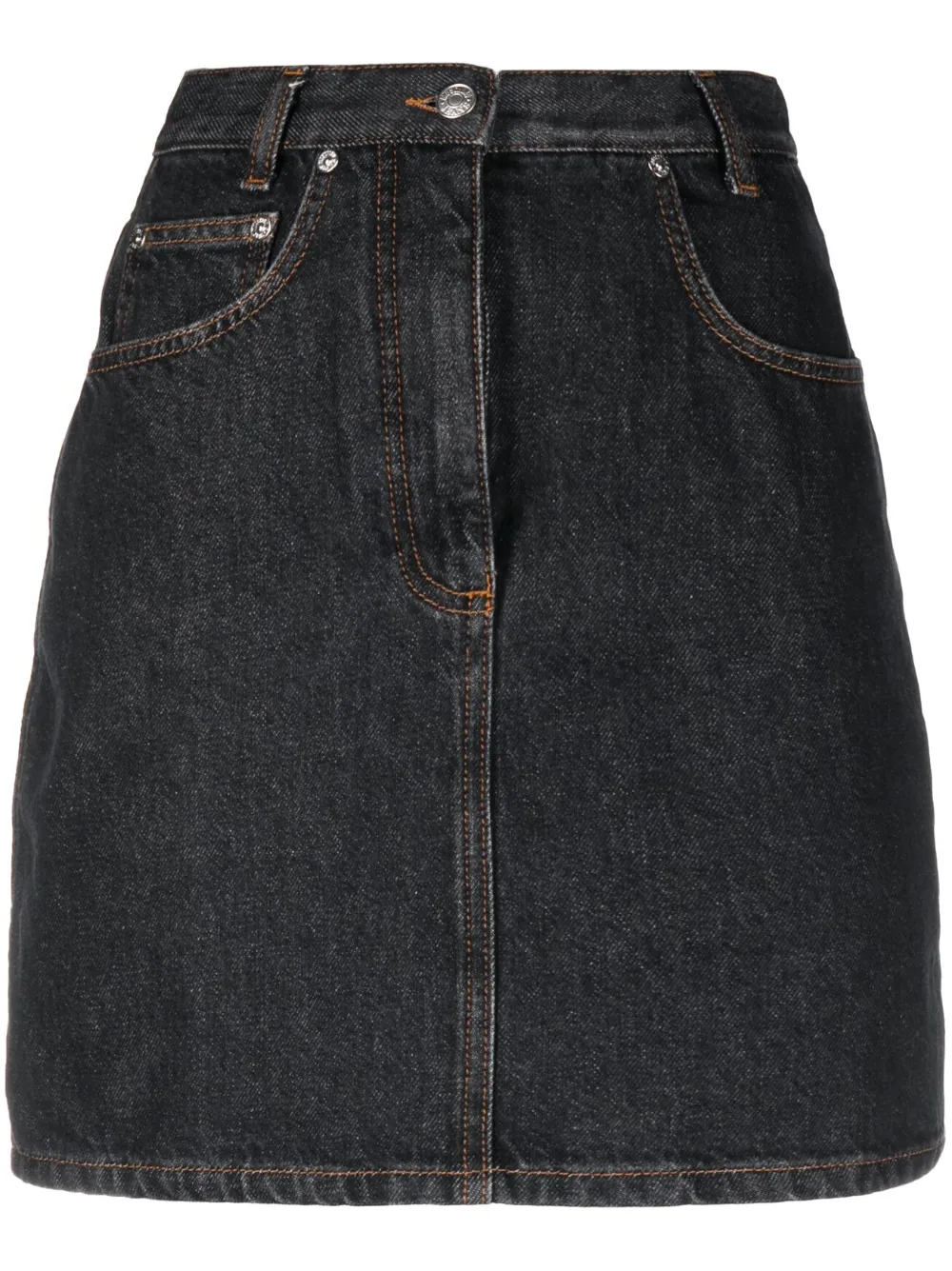 Moschino High-waist Denim Mini Skirt In Black