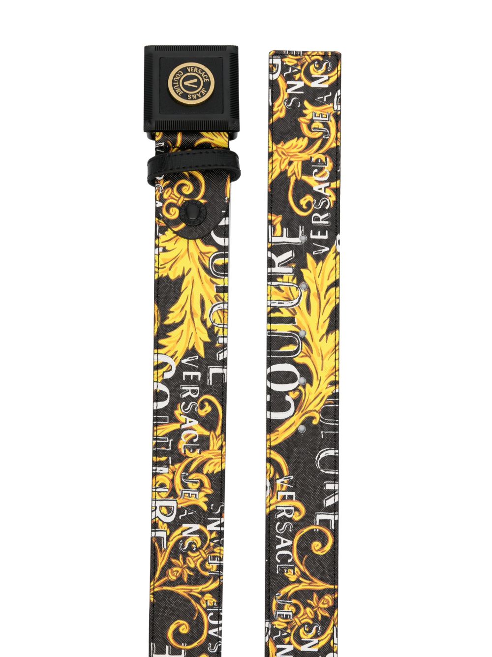 Versace Jeans Couture logo-print leather belt - Zwart