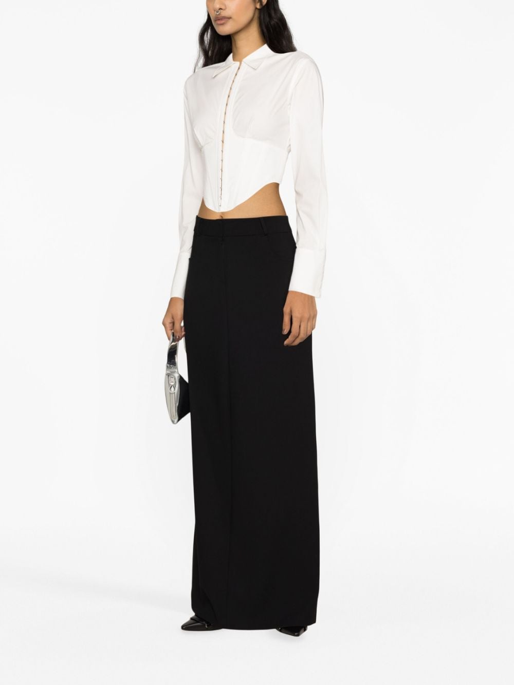 Shop Dion Lee Cropped Corset Shirt In White