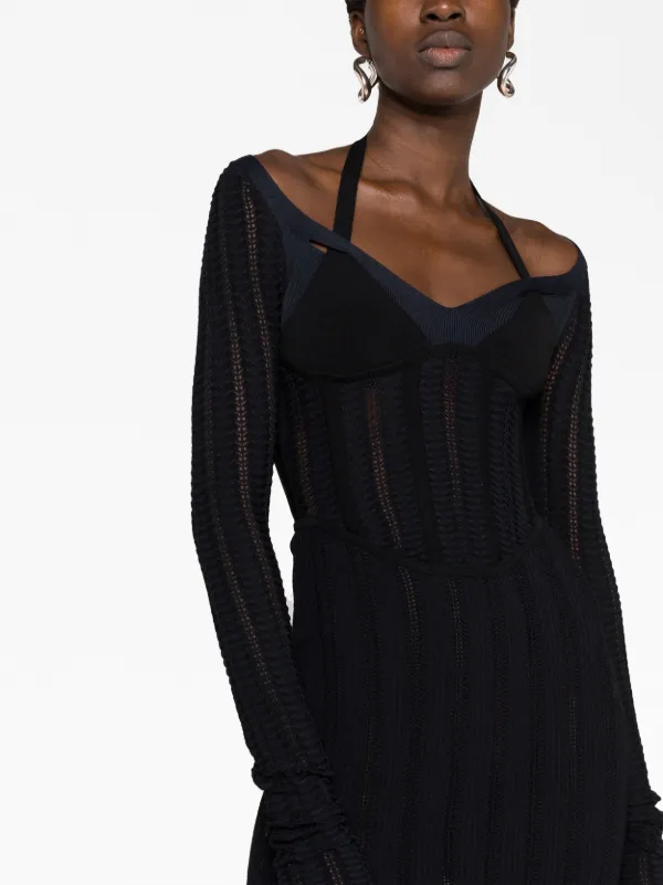 Dion Lee open-knit Corset Minidress | Black | FARFETCH OM