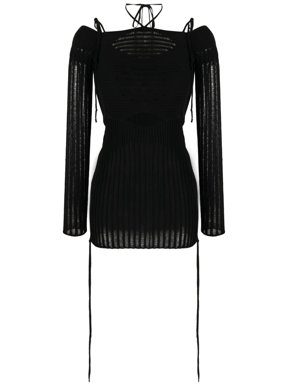 Andreädamo Andreādamo Mini Ribbed Dress In Schwarz