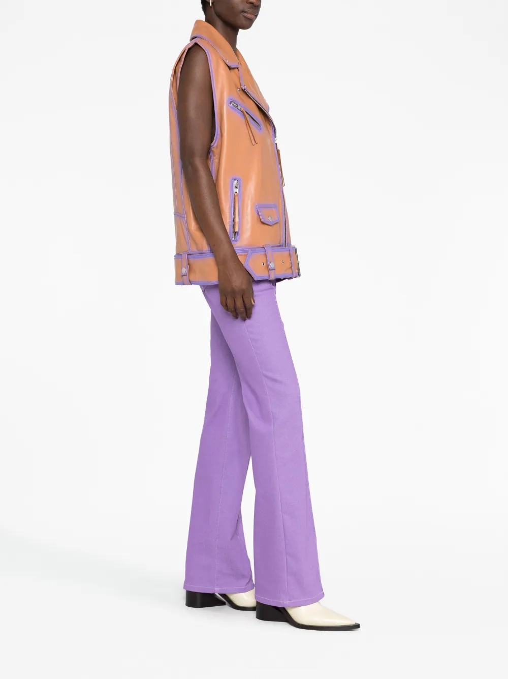 Shop Stand Studio Contrast-trim Leather Vest