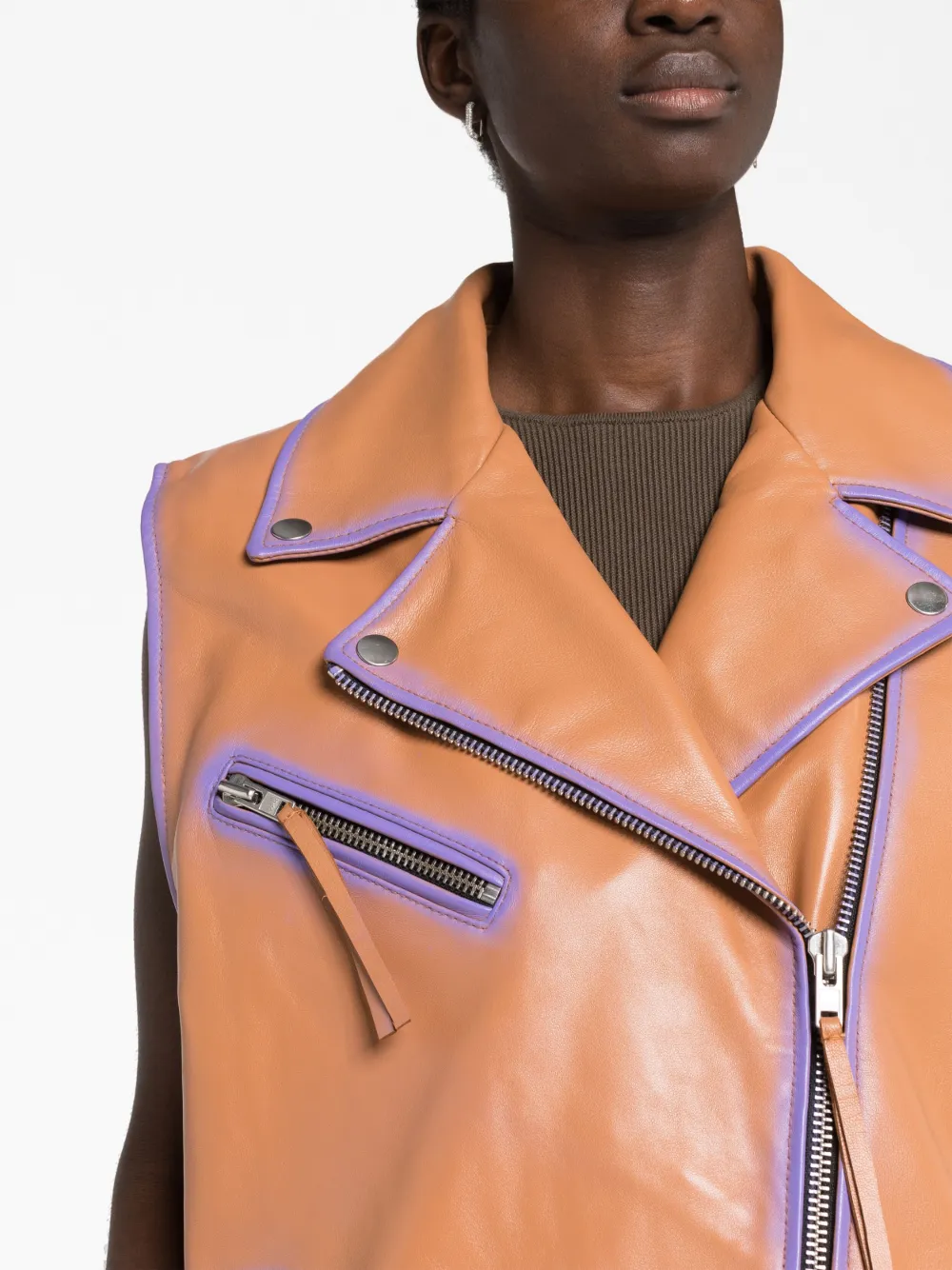 Shop Stand Studio Contrast-trim Leather Vest