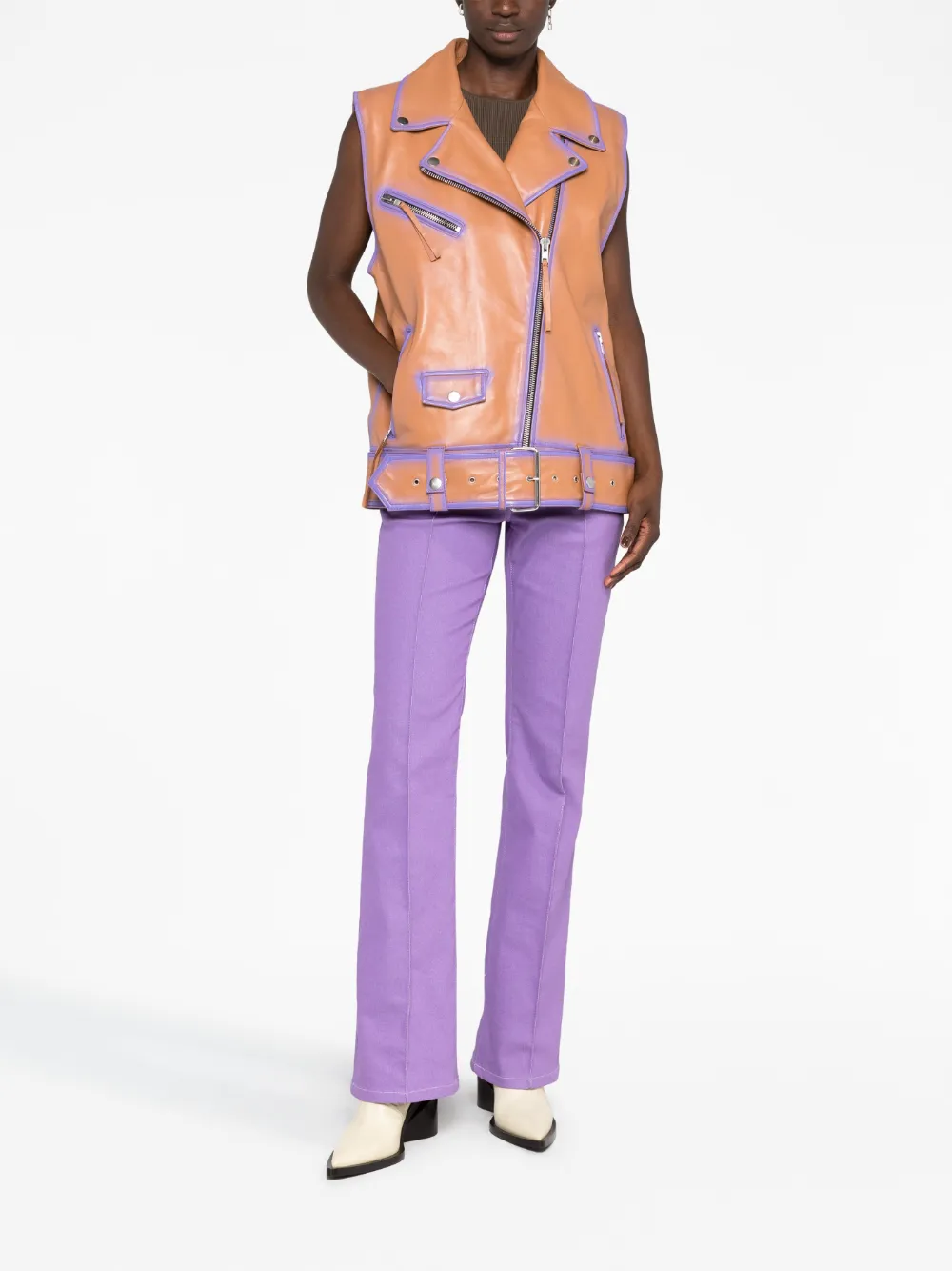 STAND STUDIO contrast-trim leather vest | Leather Jackets | Image 2