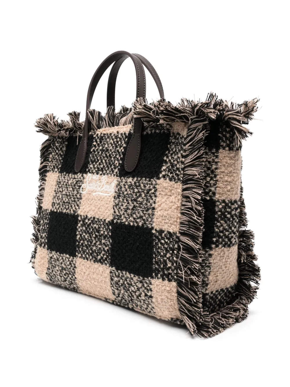 Mc2 Saint Barth Colette Gingham-check Tote Bag In Brown