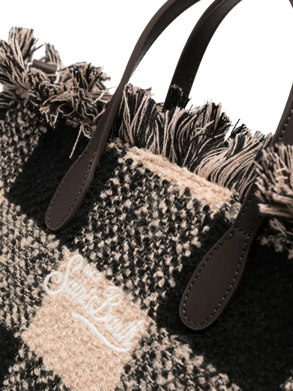 Mc2 Saint Barth Colette Gingham-check Tote Bag In Brown