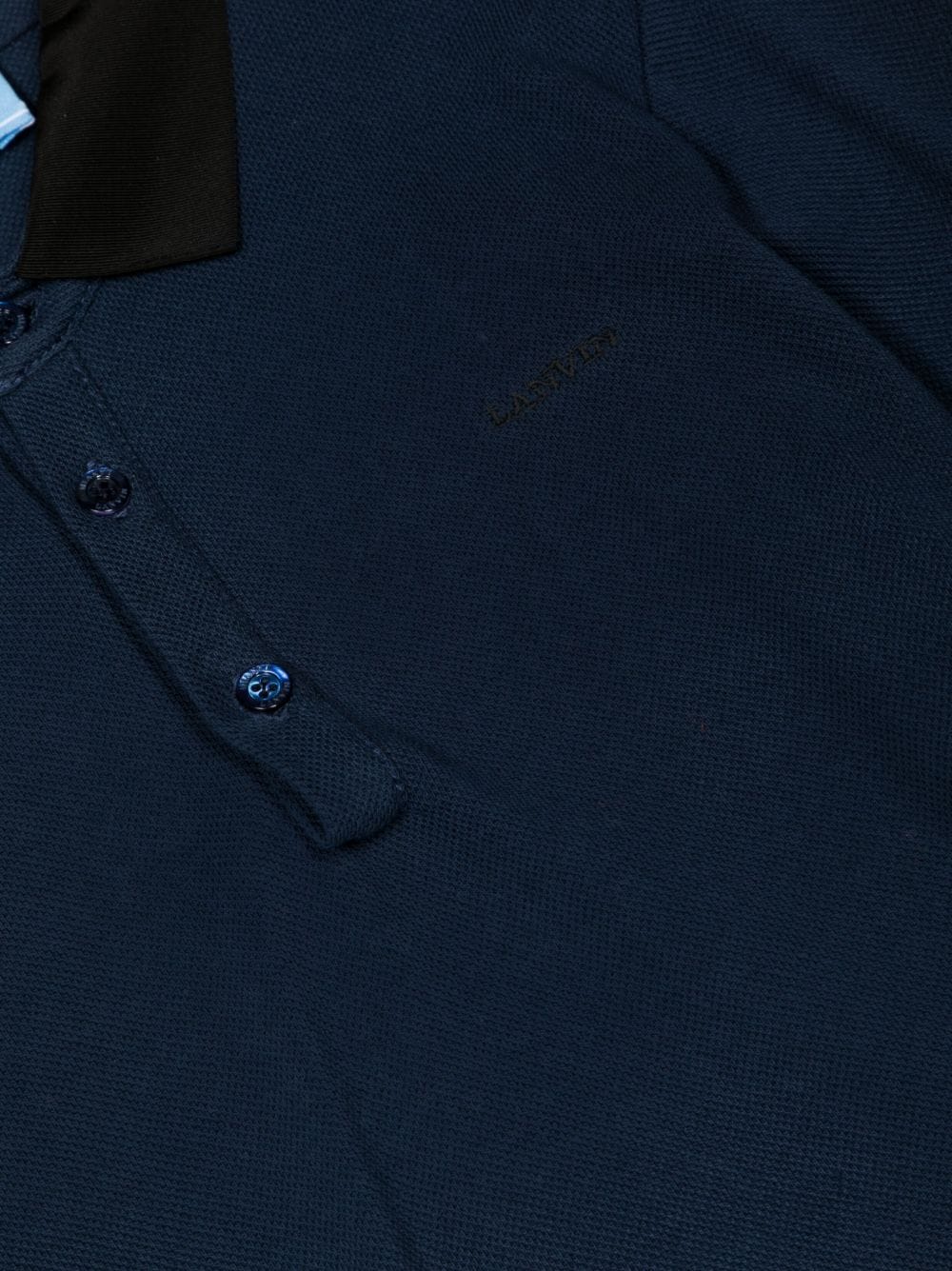 Shop Lanvin Enfant Logo-embroidered Piqué Polo Shirt In Blue