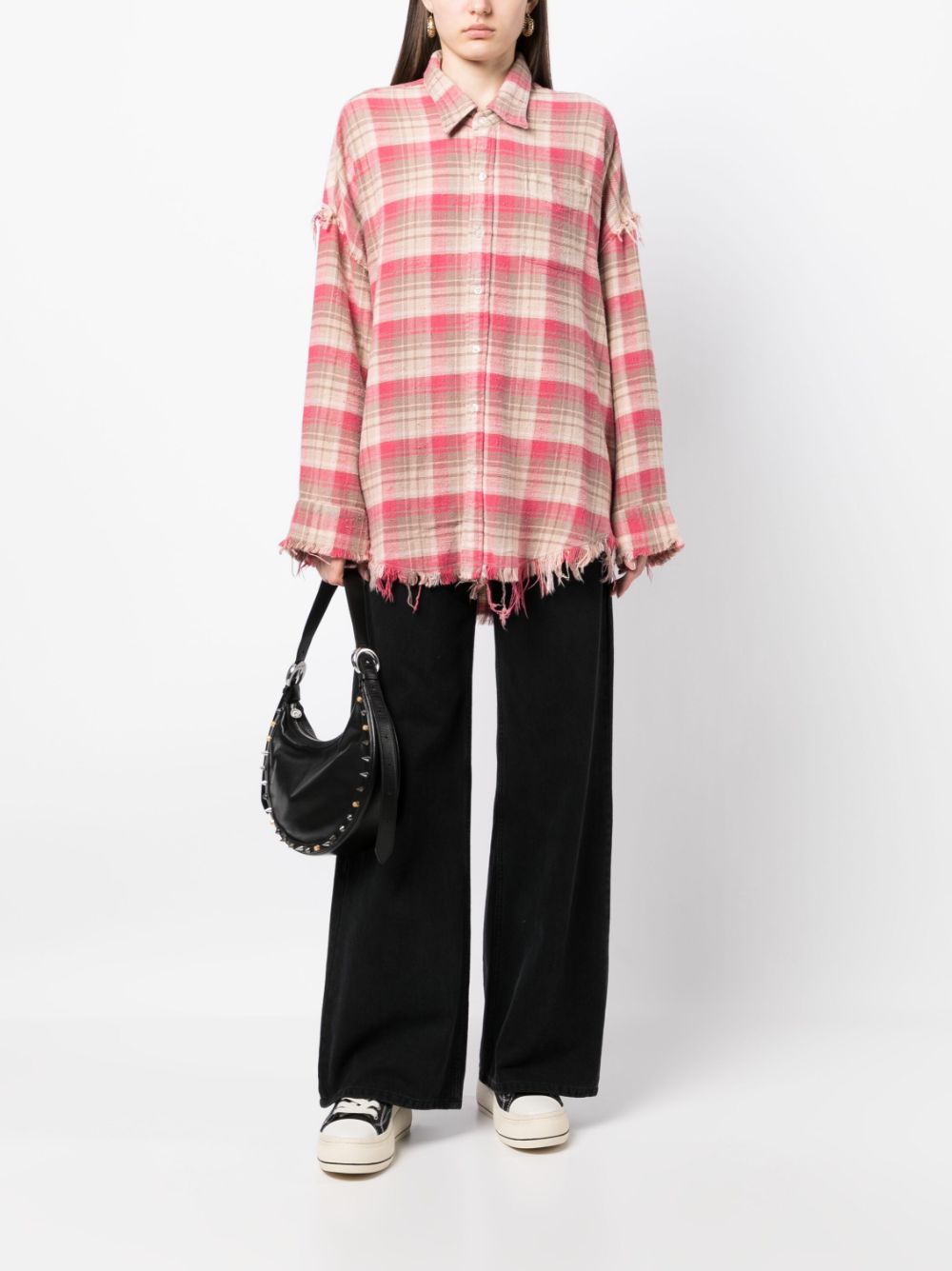 R13 plaid-pattern long-sleeve shirt - Roze