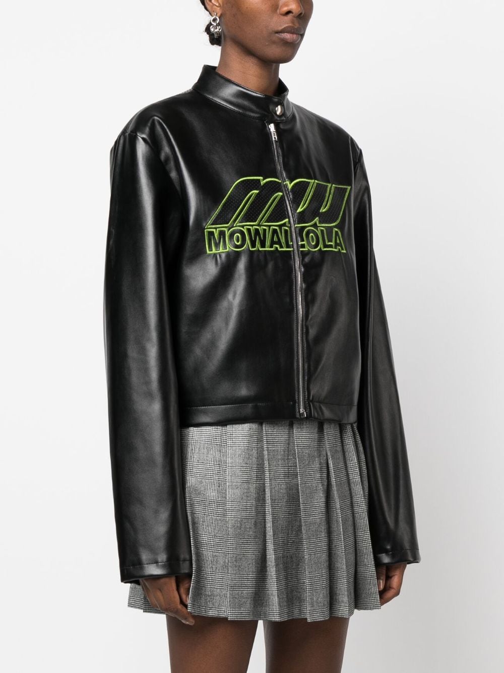 Mowalola logo-embroidered biker jacket - Zwart