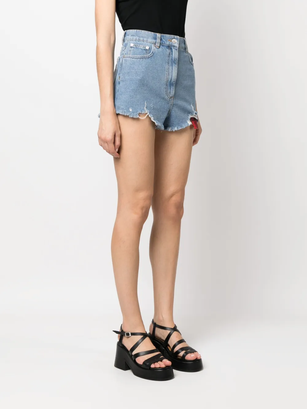 Moschino Jeans High-rise Cotton Denim Shorts - Blue 