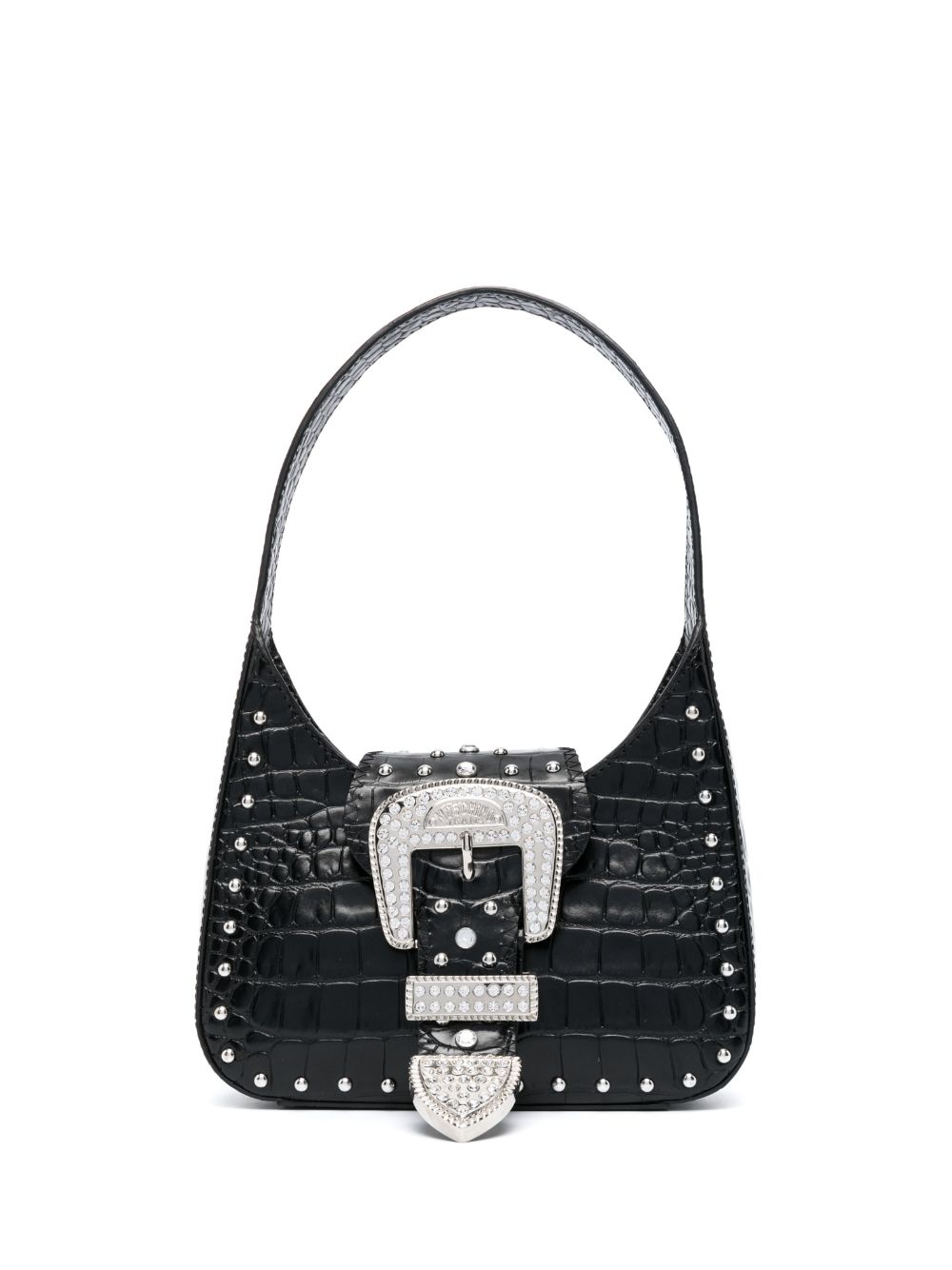 buckled leather shoulder bag