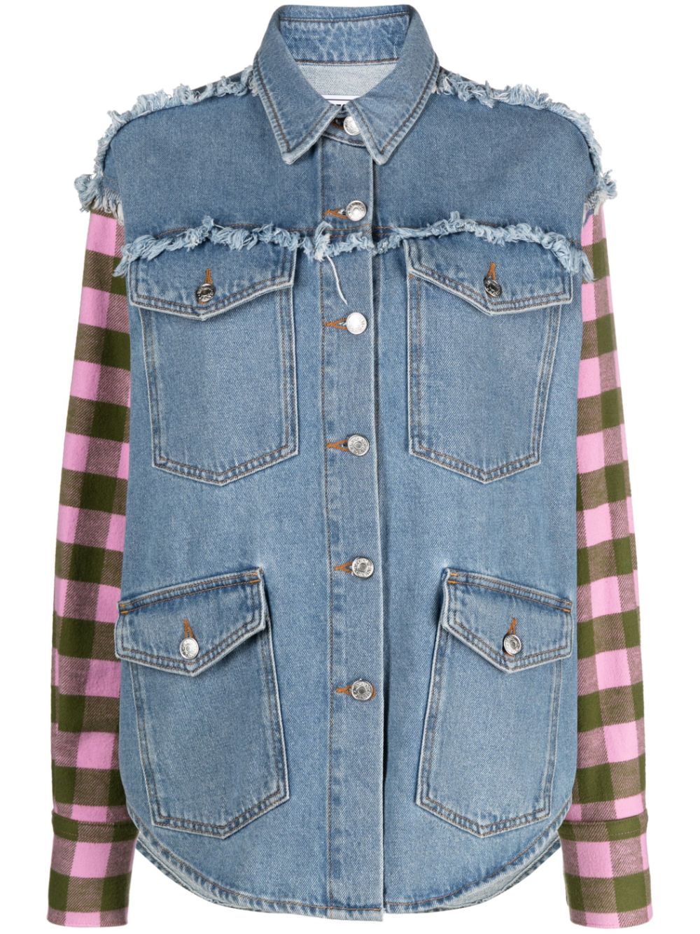 Moschino Contrast-sleeves Denim Jacket In Blue