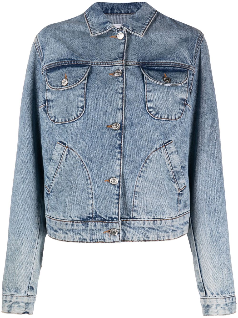 Moschino Jeans Fringed Denim Jacket In Blue