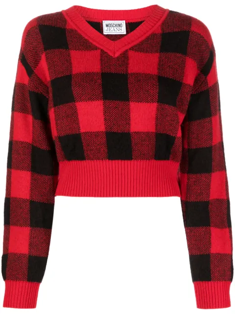 MOSCHINO JEANS check-pattern wool-blend jumper