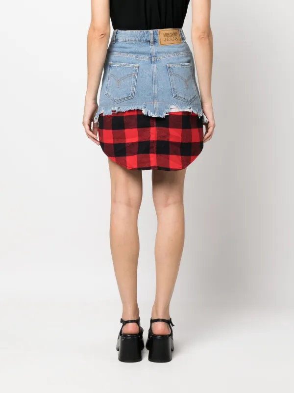 MOSCHINO JEANS layered-design Denim Skirt | Blue | FARFETCH